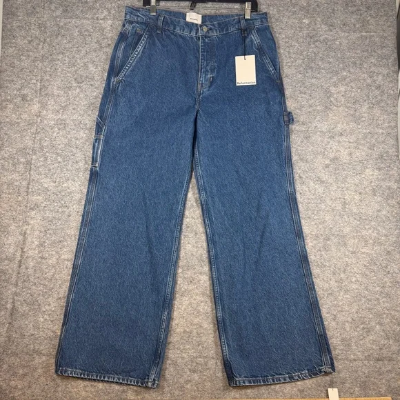 Reformation Diego Mid Rise Baggy Utility Carpenters Jeans Size 29 Revolve Anthro - Picture 4 of 16